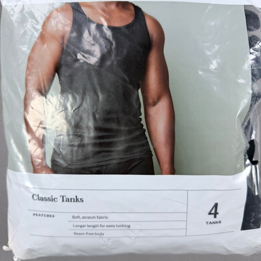 Goodfellow & Co Mens M Black Cotton Classic 6 Tank Top Undershirt 6 Pack Bundle - Picture 2 of 7